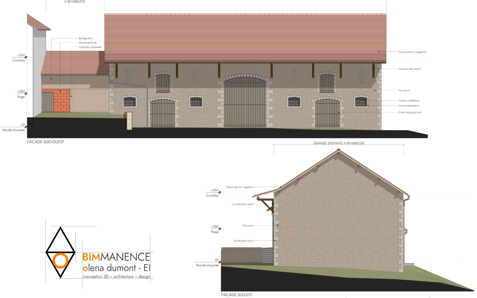 Etat des lieux Conception 3D BIM Manence Olena Dumont Architecte concept projet bim modeling design (10) dépôt permis de construire