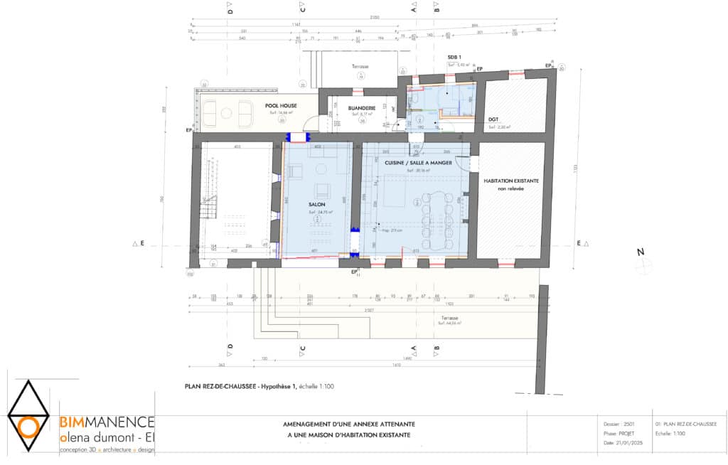 esq 2 Olena Dumont Architecte Architecture Design Conception 3D Bim modeling Permis de construire 71