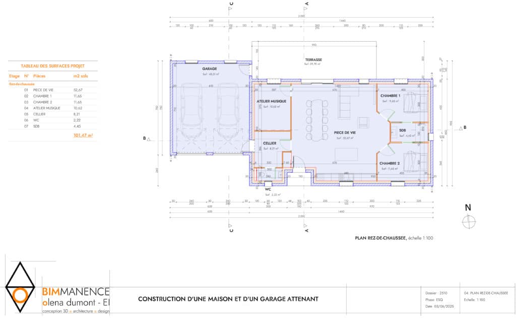 esq 4 Olena Dumont Architecte Architecture Design Conception 3D Bim modeling Permis de construire 71